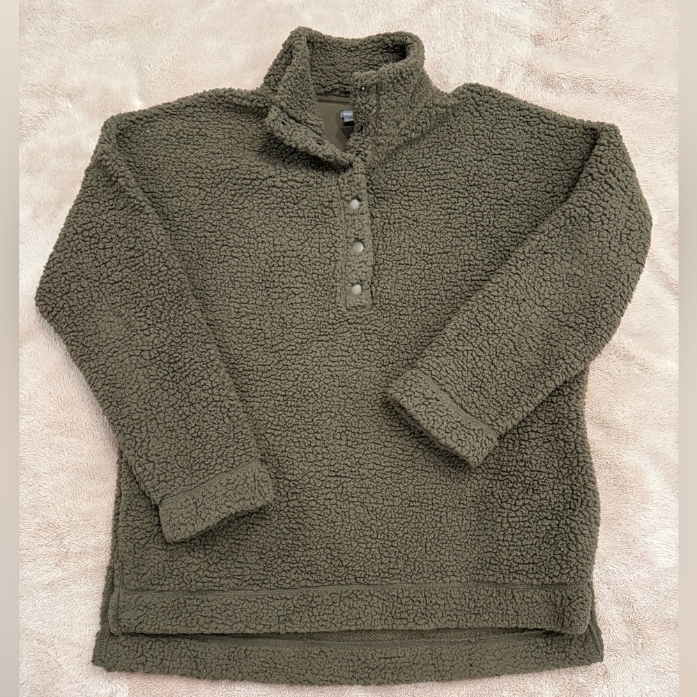 Aerie Fuzzy Green Oversized Sweater